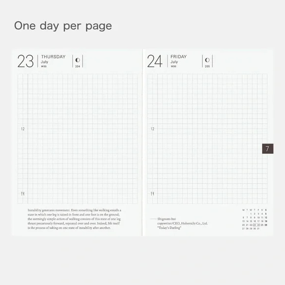 Hobonichi Techo 2026 English Planner Book (January Start) A6 Size / Daily / Jan - Picture 4 of 10